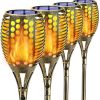 Solar Torch Light 4 Pack 96 LED Waterproof Garden Pathway Lights