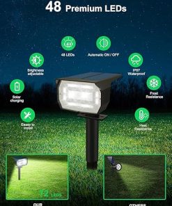 Solar Spot Lights Outdoor 10 Pack 72 LED 3 Modes Waterproof Lights 2