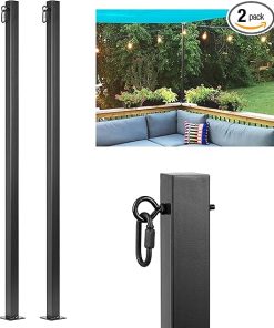 Outdoor Metal String Light Poles 2 Pack for Garden and Patio Use