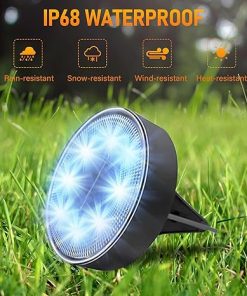 Solar Outdoor Disk Lights 8 Pack Blue and White Bright Solar Lights 2