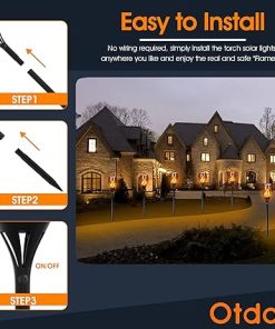 Otdair 96 LED Solar Lights Outdoor 6 Pack Waterproof Tiki Torch 2