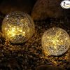 Solar Globe Lights 2 Pack 3.9 Inch Cracked Glass Modern Design
