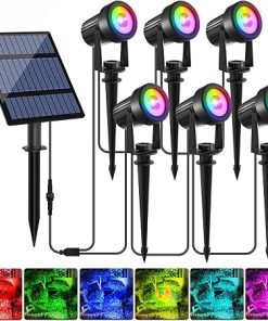 Solar Spot Lights Outdoor RGB Color Changing Waterproof 6-in-1
