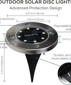 Solar Powered Ground Lights 4 Pack LED Outdoor Waterproof Path Lights 2