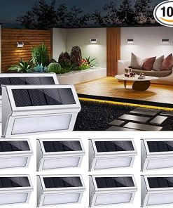 Solar Outdoor Lights Waterproof 10 Pack LED Fence Lights for Garden