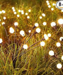 Solar Garden Lights 8 Pack 12 LED Firefly Waterproof Outdoor Decor