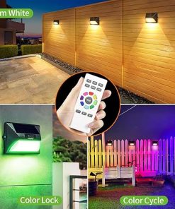 Solar Fence Lights Outdoor 6 Pack RGB Color Changing Waterproof LED 2