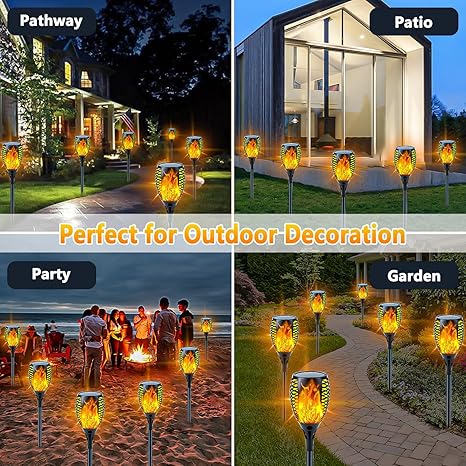 Larger Solar Torch Lights 6 Pack for Garden Outdoor Decor Waterproof 2 Larger Solar Torch Lights 6 Pack for Garden Outdoor Decor Waterproof - Image 2