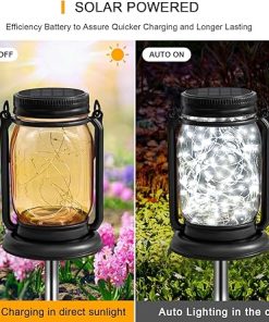4 Pack Solar Lantern Lights Vintage Glass Mason Jar Outdoor Decor 2