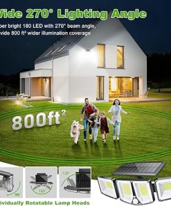 Solar Motion Sensor Lights 180 LED 3 Heads 270 Degree IP65 Waterproof 2
