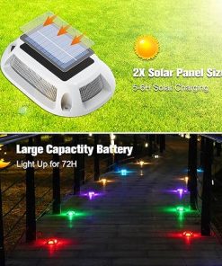 VOLISUN Solar Driveway Lights 8 Pack IP67 Waterproof RGB Outdoor 2