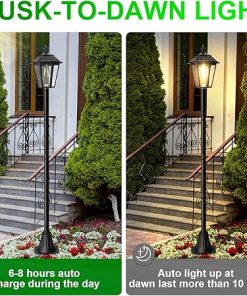 Solar Metal Lamp Post Light 2 Pack Outdoor Waterproof for Yard Patio 2
