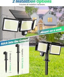 Solar Spotlights Outdoor 2 in 1 with Ground Stakes 3000LM Security Lights 2