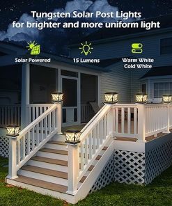 Solar Post Lights Outdoor 8 Pack Aluminum Fence Cap Light Warm Cool White 2