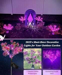 Purple Phalaenopsis Solar Garden Lights 6PK Waterproof Outdoor Decor 2