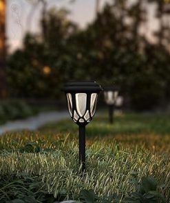 Flash Furniture Hess Pack LED Solar Lights All-Weather Black Tulip Style 2