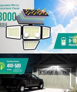 Outdoor Solar Lights 3000LM 188 LED Motion Sensor Flood Light 4 Pack 2
