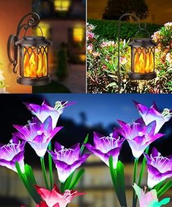 KOOPER Solar Garden Lights and Lanterns 4 Pack Set for Outdoors