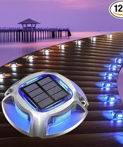 Quntis 12 Pack Solar Deck Lights IP68 Waterproof Outdoor LED Pool