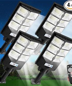 ZJOJO 10000LM Solar Street Lights Outdoor with Motion Sensor 4 Pack