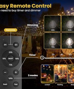 200FT Solar String Lights Waterproof with Remote for Outdoor Use  
G40 Solar Powered String Lights with 60 LED Shatterproof Bulbs 2