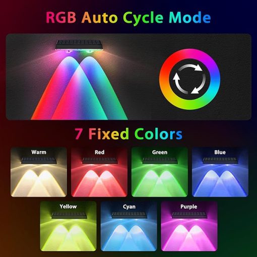 Solar Fence Lights 8-Pack IP67 Waterproof Auto On/Off Warm White RGB - Image 2