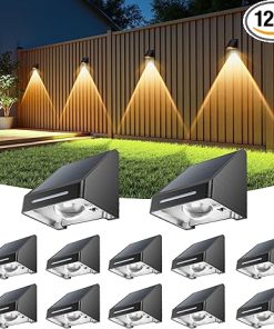 Solar Fence Lights Outdoor 12 Pack Brighter Waterproof Auto ON/OFF