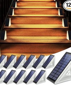 12 Pack Solar Step Lights Outdoor Waterproof IP67 for Garden Patio