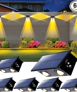 3 Pack Solar Fence Lights Outdoor Waterproof Warm White LED Security