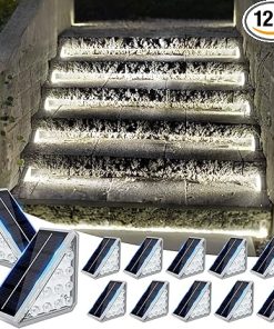 Solar Stair Lights Waterproof 12 Pack LED Auto On Off Outdoor