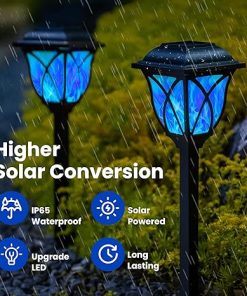 Outdoor Solar Lights 8 Pack Waterproof Flickering Flame Decor 2