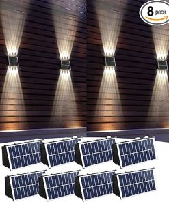 Solar Fence Lights with Warm Light 2 Modes Waterproof Outdoor 8 Pack