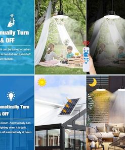 NIORSUN Solar Indoor Outdoor Lights LED Pendant 3 Color Dimmable 2 Pack 2