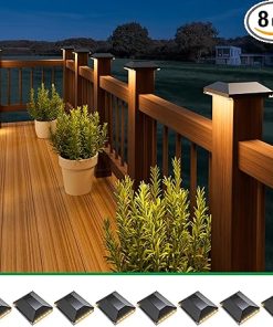 Outdoor Solar Post Cap Lights 8 Pack Waterproof for 4×4 Posts