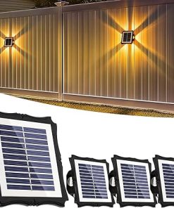 Solar Waterproof Fence Lights with 1500 mAh Battery and 2 Modes