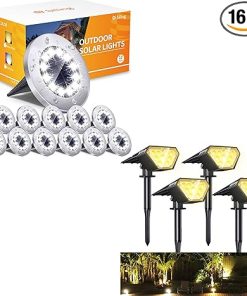 Biling Solar Ground Lights 12 Pack and Solar Spot Lights 4 Pack