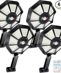 300W Solar Outdoor Lights 4-Pack with Motion Sensor and Remote Control