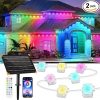LUHLEE Solar Permanent Outdoor Lights 32.8ft with 20 LED RGB with App/Remote Control, 50 ft with 30 LED Warm White Remote Control Permanent Outdoor Lights