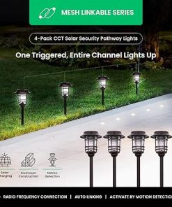 Solar LED Security Pathway Lights 4-Pack with Motion Detection 2