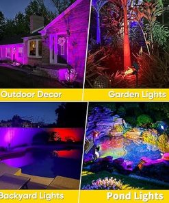 ROSHWEY Solar Spot Lights Outdoor Colored Waterproof Christmas Set 2