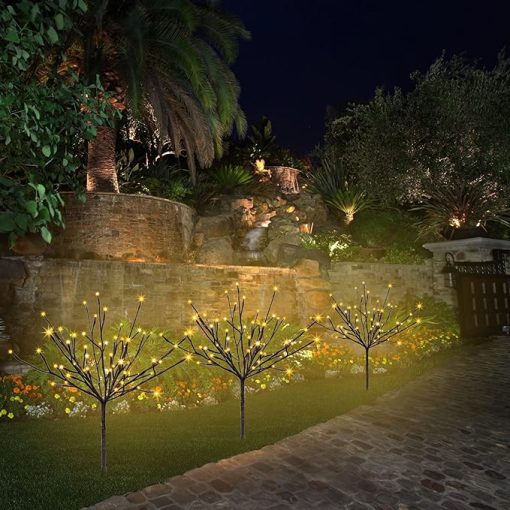 Outdoor Solar Pathway Lights 3 Pack LED Twig Garden Lights 60 LEDs - Image 2