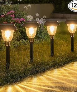 12 Pack Solar Pathway Lights Waterproof with Auto On/Off Modes