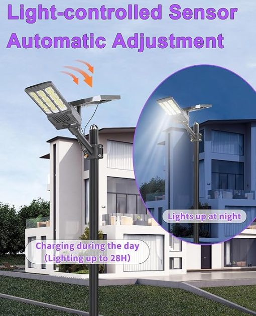 JAYNLT 12000W Solar Street Light 6500K Bright Commercial Parking Lot - Image 2