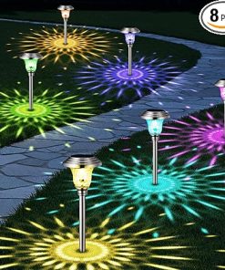 Solar Pathway Lights 8 Pack Color Changing Waterproof for Halloween