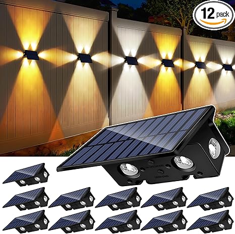 Solar Fence Lights Outdoor 12 Pack LED Waterproof for Patio Garden Solar Fence Lights Outdoor 12 Pack LED Waterproof for Patio Garden