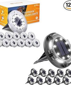 Biling 12 Pack Solar Ground Lights & 12 Pack Solar Ground Lights Outdoor Waterproof