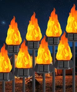 Toodour Solar Outdoor Torch Lights with Flickering Flame – 8 Pack