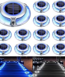 12 Pack Solar Driveway Lights IP67 Waterproof Outdoor Dock Lights