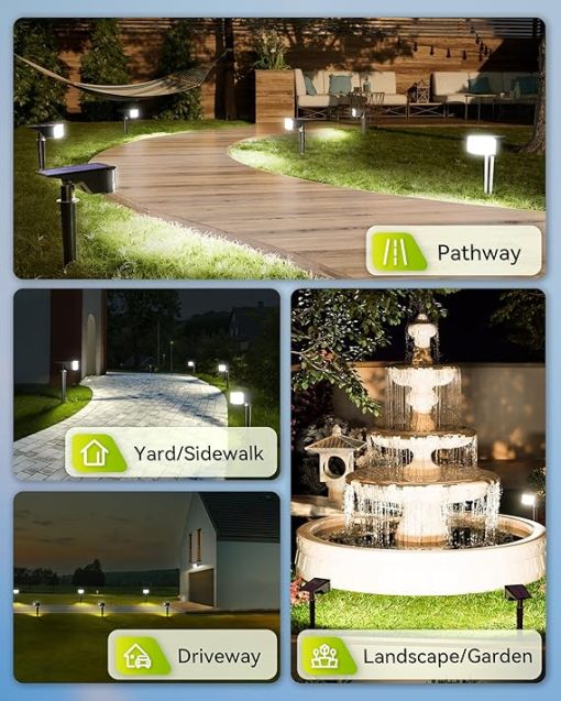 Solar Spot Lights Outdoor IP66, 12 Pack LED Auto On/Off Garden Lights - Image 2