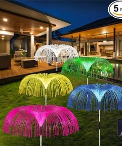 Waterproof Solar Lights 5 Pack Color Changing Flowers for Garden Decor